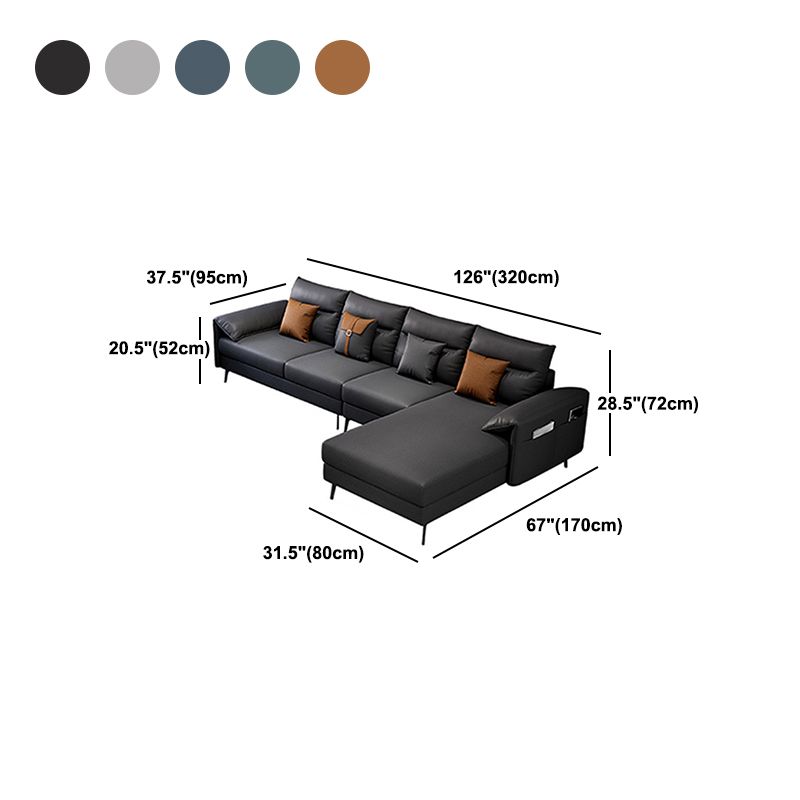 Contemporary Sectional with 4 Pillows Back and Storage Pillow Top Arm