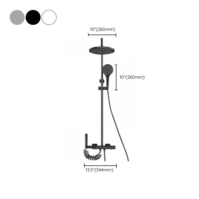 Modern Shower System with Dual Shower Head in Black/White/Gray