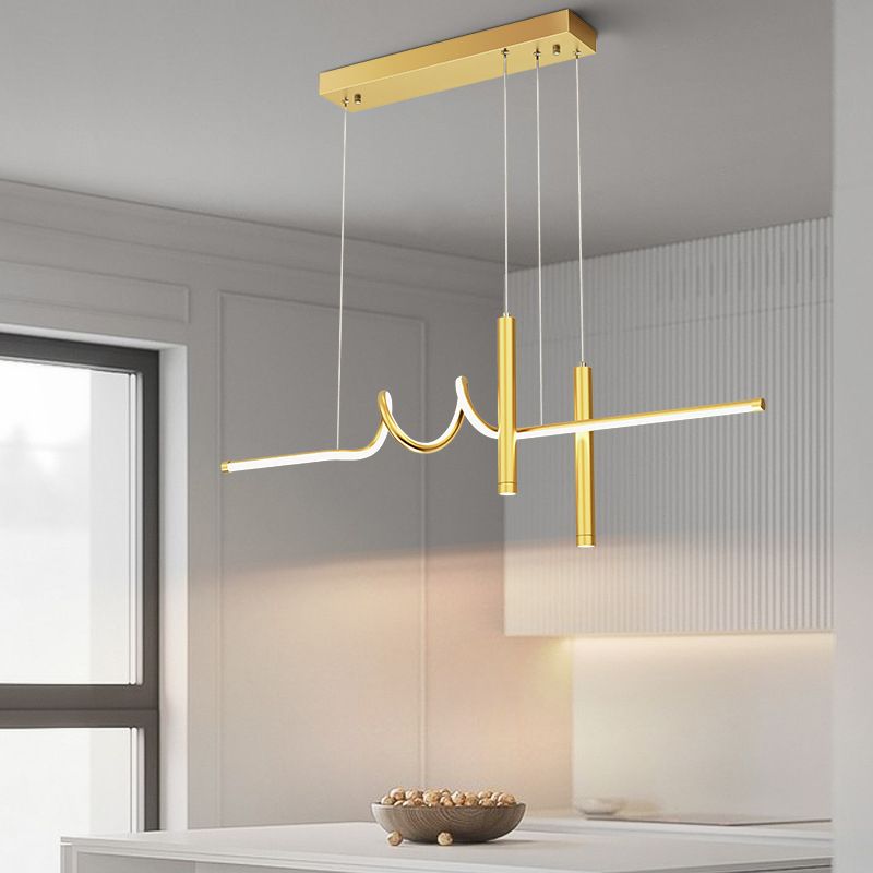 Metal Linear Shade Island Pendant Modern Style Multi Light Island Lighting for Living Room