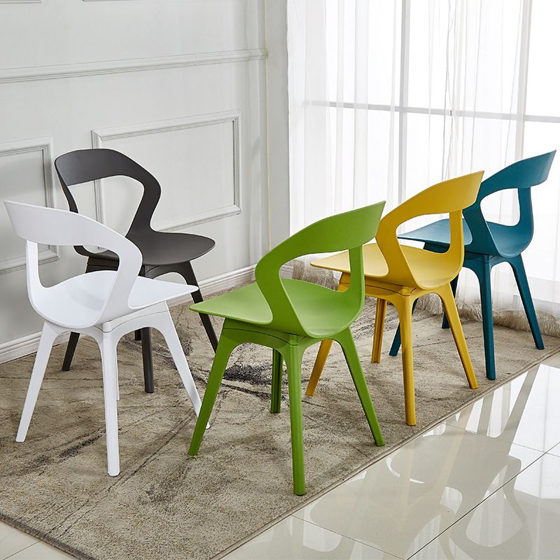 Ensemble de chaises de salle à manger en plastique, chaise d'appoint pour la maison scandinave, intérieur, dossier ouvert