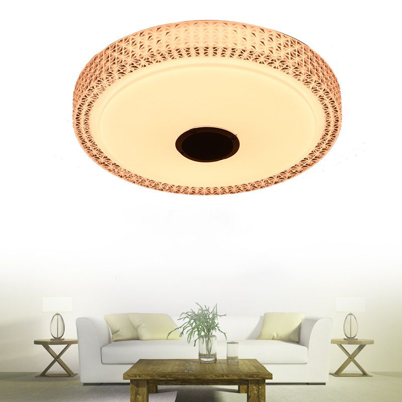 Weiße kreisförmige WLAN-Deckenleuchte, moderne LED-Acryl-Unterputzleuchte für Schlafzimmer