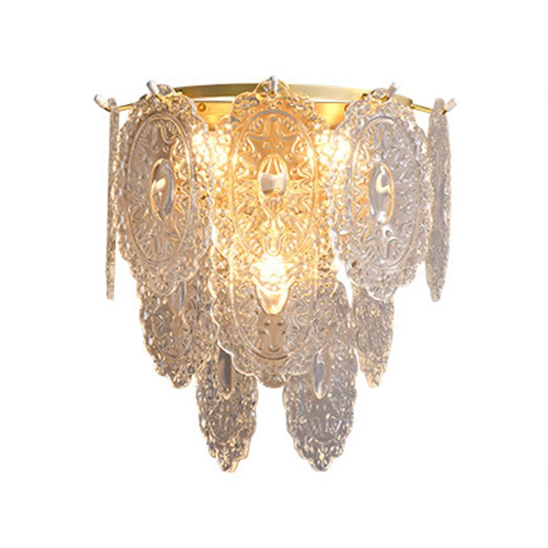 Solid Brass and Glass 2 - Light Wall Sconce in Gold Finish Modern Wall Light