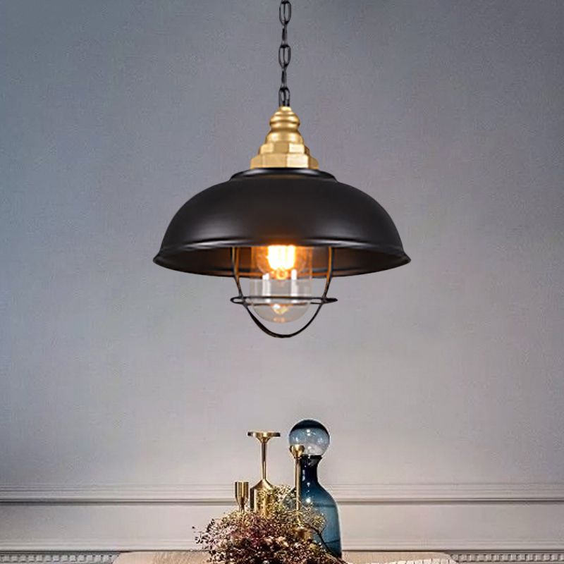 1 Lichtschüssel -Federlampe mit Drahtkäfig Nautical Black Finish Metallic Deckenleuchte für das Restaurant
