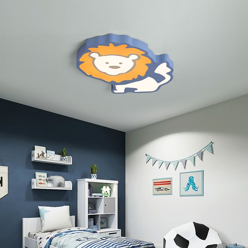 Animal LED Flush Mount Light Lion Acrylic Ceiling Lamp for Nursing Room Bedroom