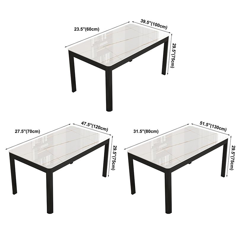 Tavolo da pranzo in pietra sinterizzato moderno tavolo rettangolare con quattro gambe metalliche