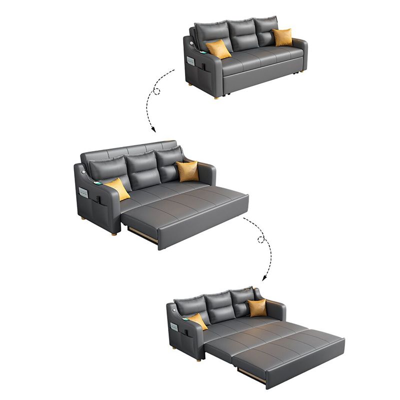 31" Wide Contemporary Futon Sofa Bed Gray Pillow Back Sleeper Sofa