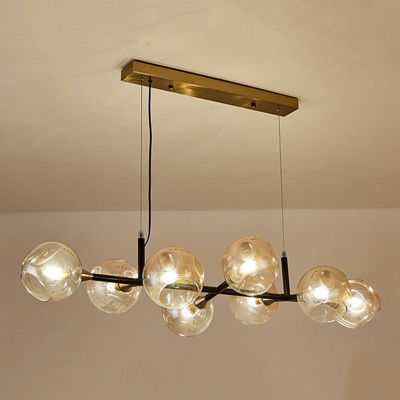 Glass Round Shape Chandelier Light Modern Style 8 Lights Chandelier Light Fixture in Gold