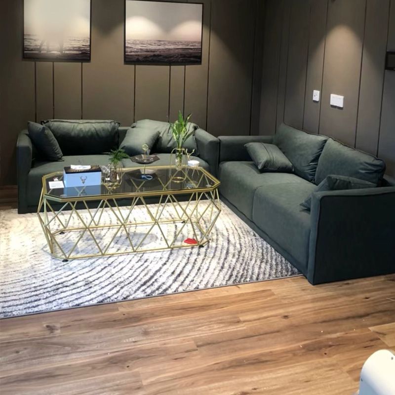 Solid Wood Square Arm Sofa with Cushions Back for Living Room