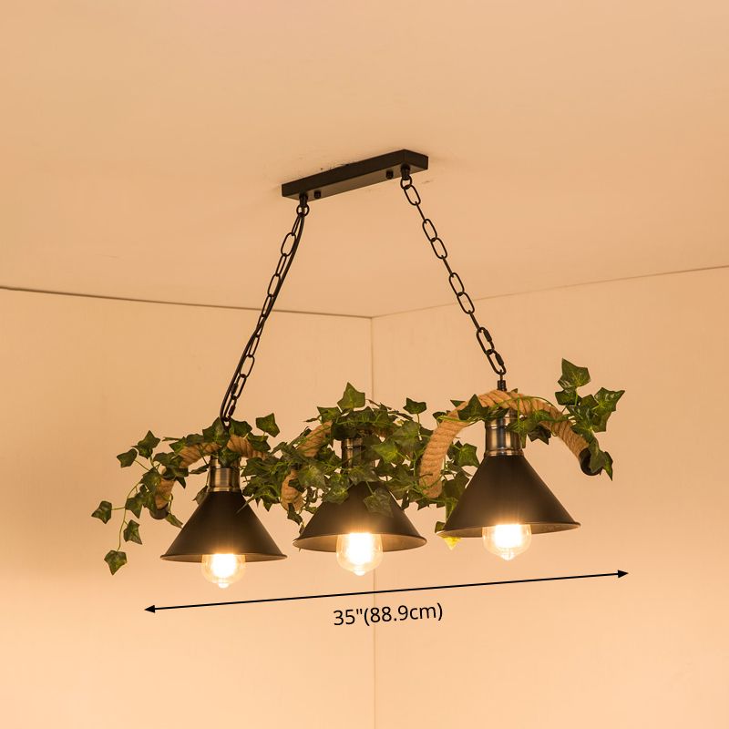 Black Hanging Island Light Industrial Retro Metal Pendant Light