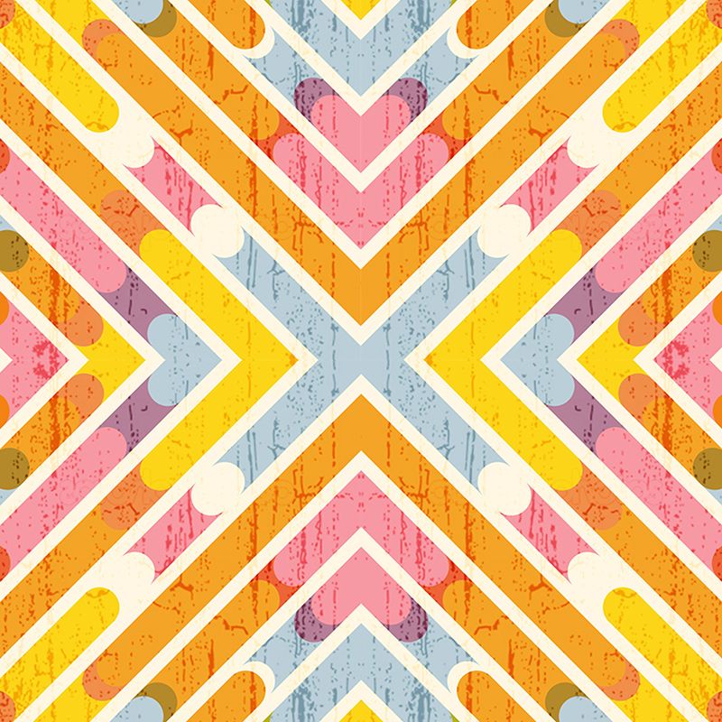 Decorative Wallpaper Illustration Moisture Resistant Geometric Wall Mural