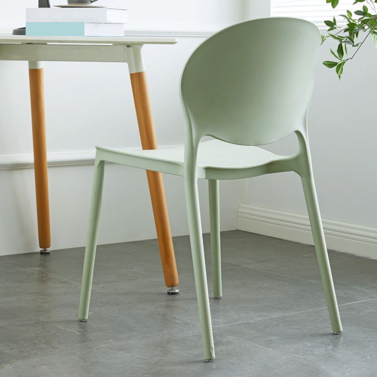 European Glam Style Plastic Chair Kitchen Dining Room Open Back Side Chairs