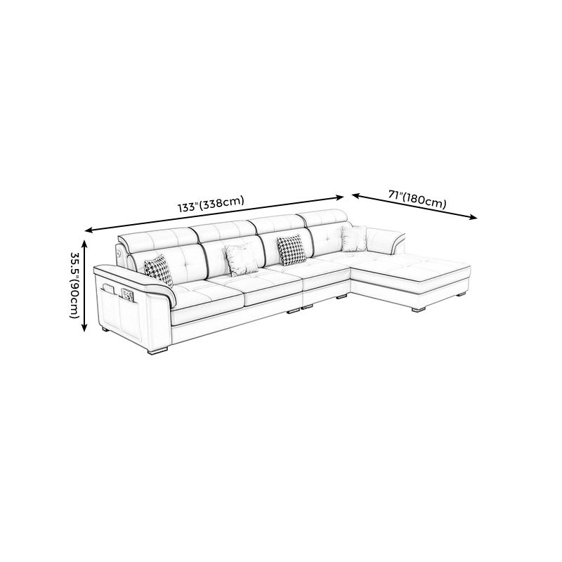 Faux Leather/Cotton Blend L-Shape Right Hand Facing Sectional Sofa Set