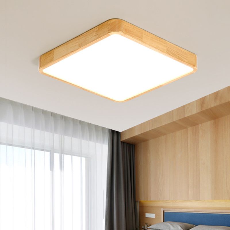Wood Rectangular Ceiling Flush Mount Light Nordic LED Acrylic Flushmount Lighting Fixture