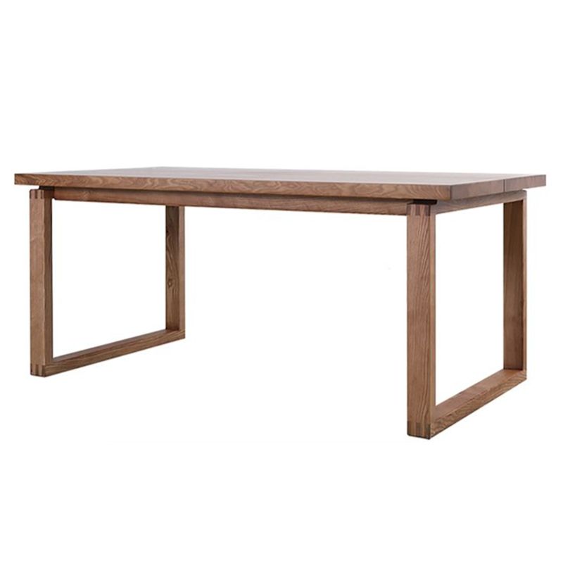 Contemporary Rectangle Shape Kitchen Dining Table Solid Wood Dining Table with Double Pedestal Bases