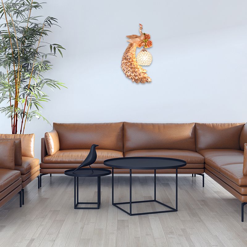 Doble/derecho/izquierdo Peacock pared Squads Stiloft Metal 8 "/10" W 1 Iluminación de pared de bulbo con sombra de cristal de domo en blanco/oro