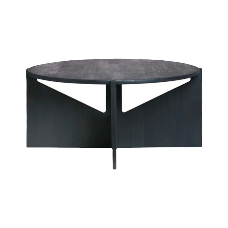 Solid Wood Coffee Table Contemporary Round Coffee or End Table in Black and Natural