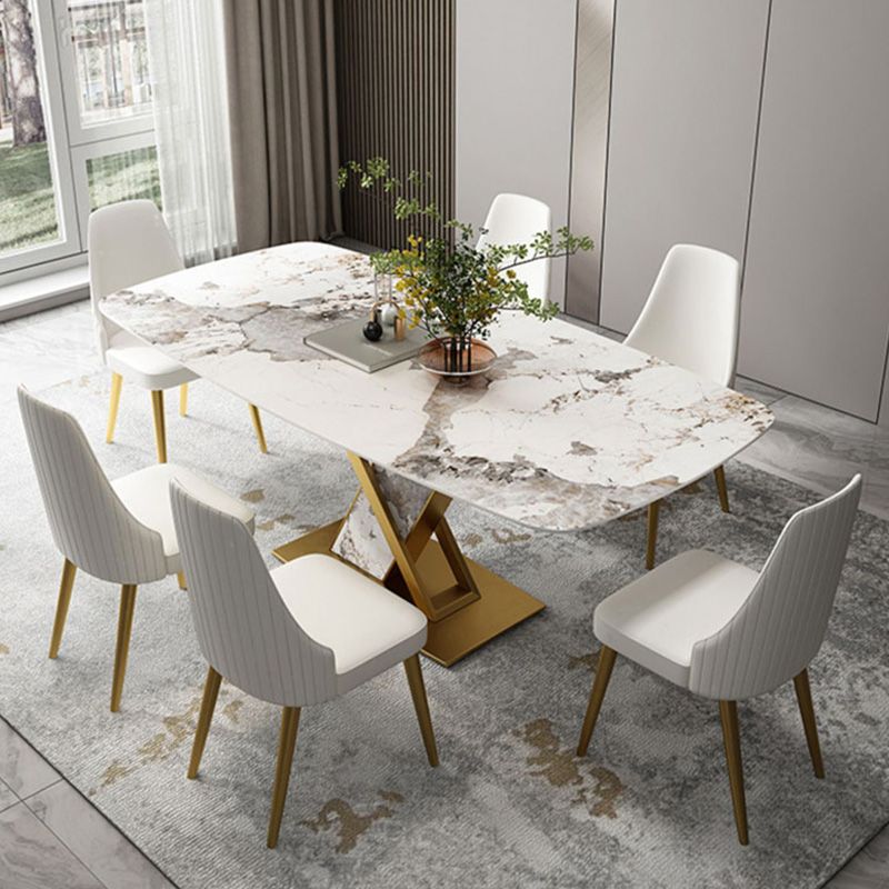 Luxurious Sintered Stone Top Dining Set Rectangular 1/4/5/7 Pieces Dining Room Table Set