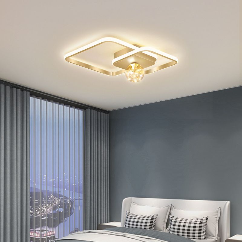 3-Lights Square Shade Flush Mount Modern Style Flush Mount Ceiling Lighting Fixture