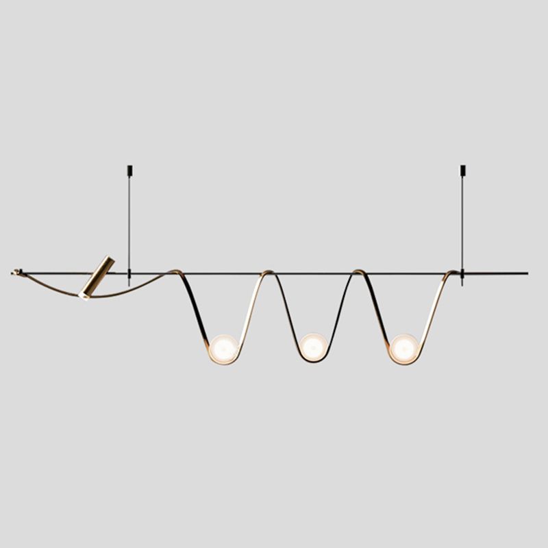 Metal Linear Pendant Light Fixture Modern Style 4-Lights Hanging Chandelier