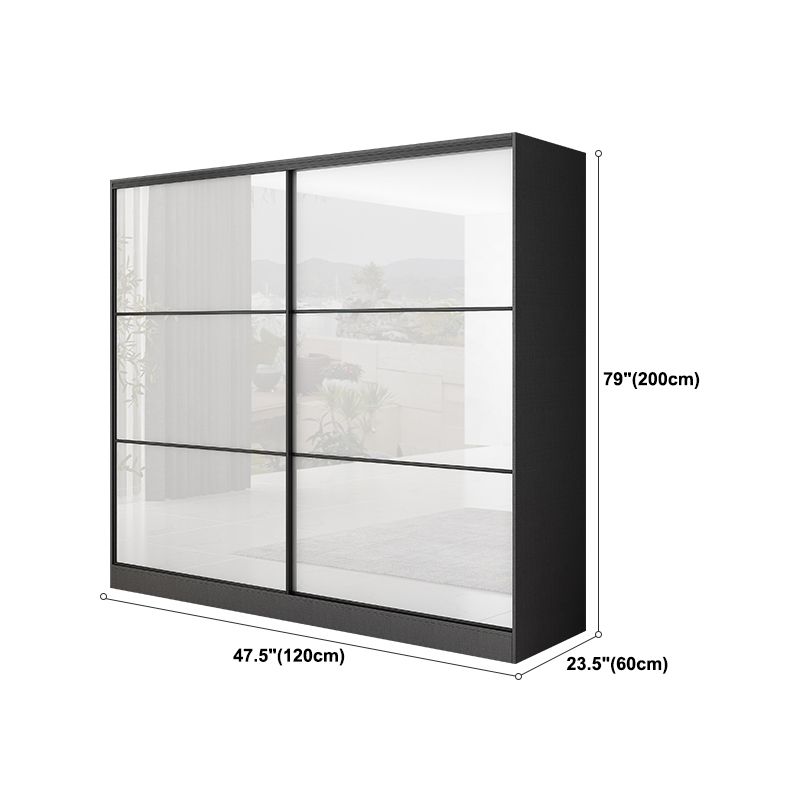 White and Black Wardrobe Armoire Engineered Wood Wardrobe Closet