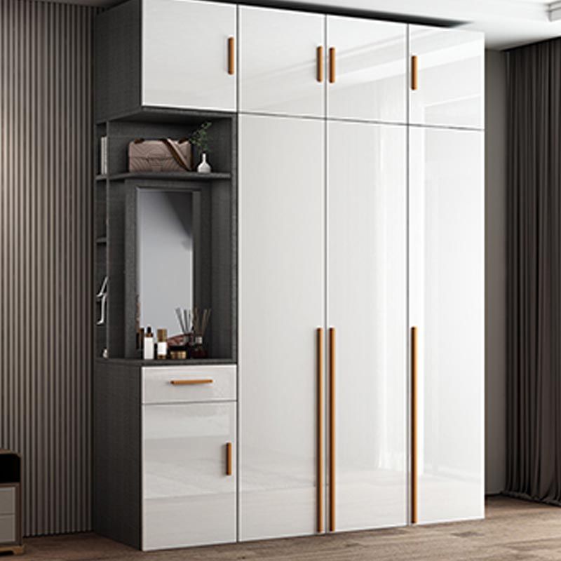 White Colour Wooden Wardrobe Cloth Rod Included Wardrobe Closet for Bedroom