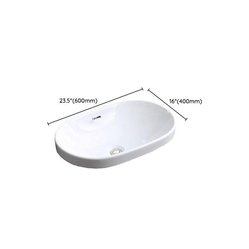 Traditional Drop-in Bathroom Sink Oval Porcelain with Faucet Basin Sink