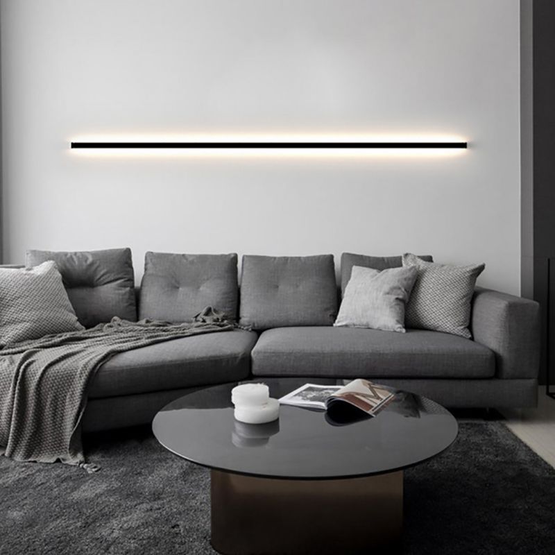 Zeitgenössischer Stil linearer LED -Wandlampe Metall 1 Licht Wandleuchte in Schwarz