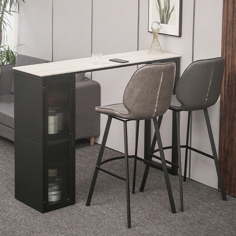 Modern Bistro Bar Table Sintered Stone Bar Table with Storage