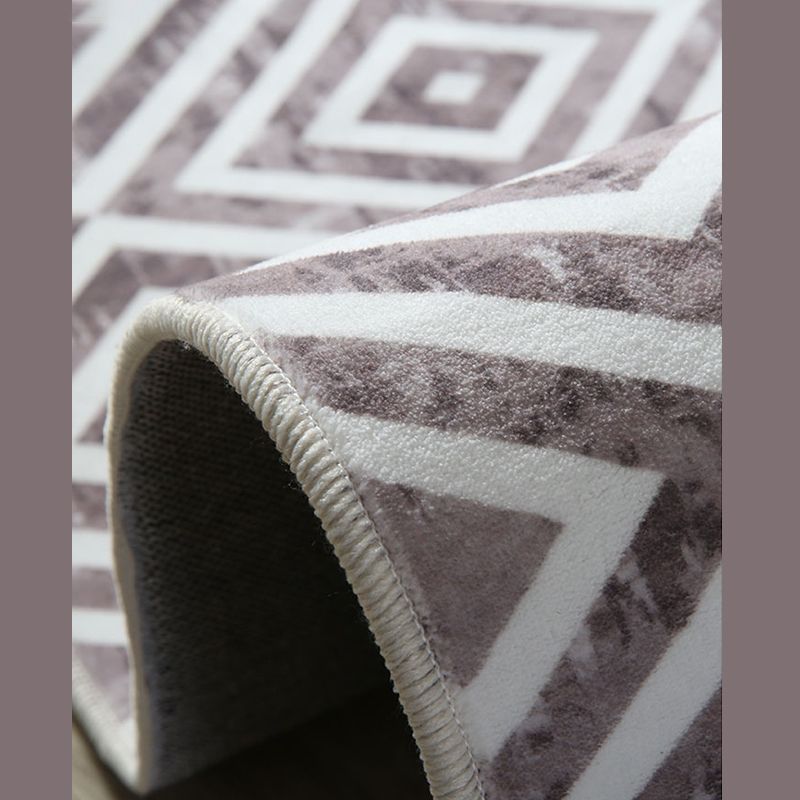 Stylish Grey Geometric Pattern Area Rug Polyester Fringe Area Carpet Stain Resistant Rug for Bedroom