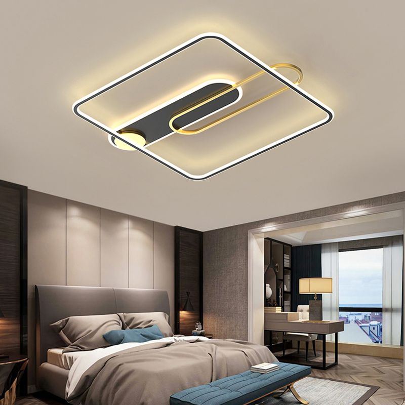 Nueva lámpara de montaje de LED de hierro forjado moderno Lámpara de montaje de techo negro para dormitorio