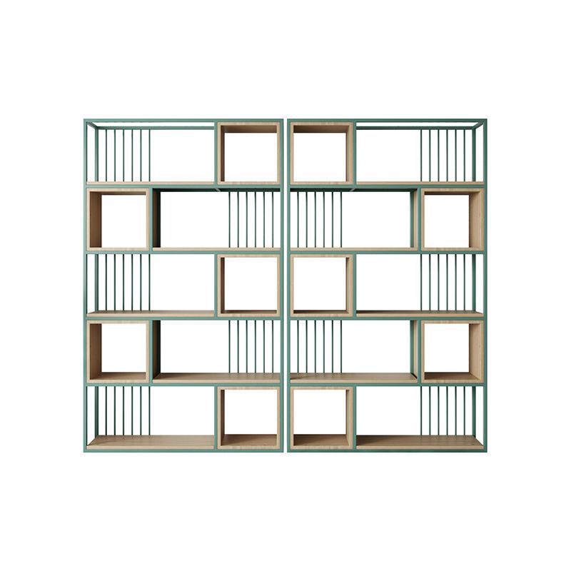 Modern Living Room Etagere Bookshelf Metal Frame Solid Wood Shelf Bookcase