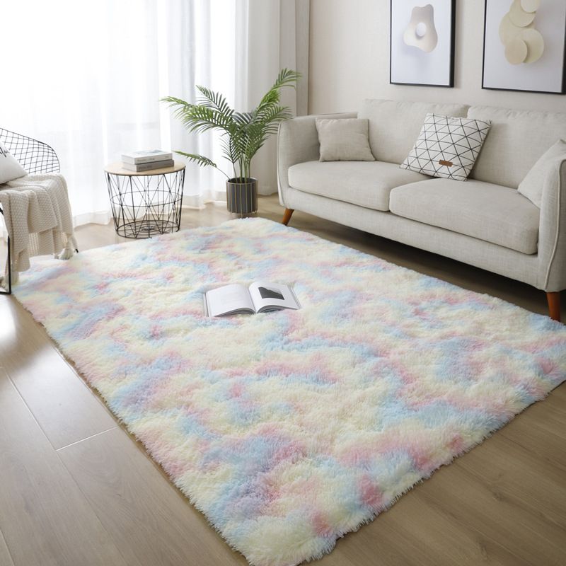 Modern Area Rug Leisure Solid Color Carpet Polyester Shag Rug with Non-Slip Backing