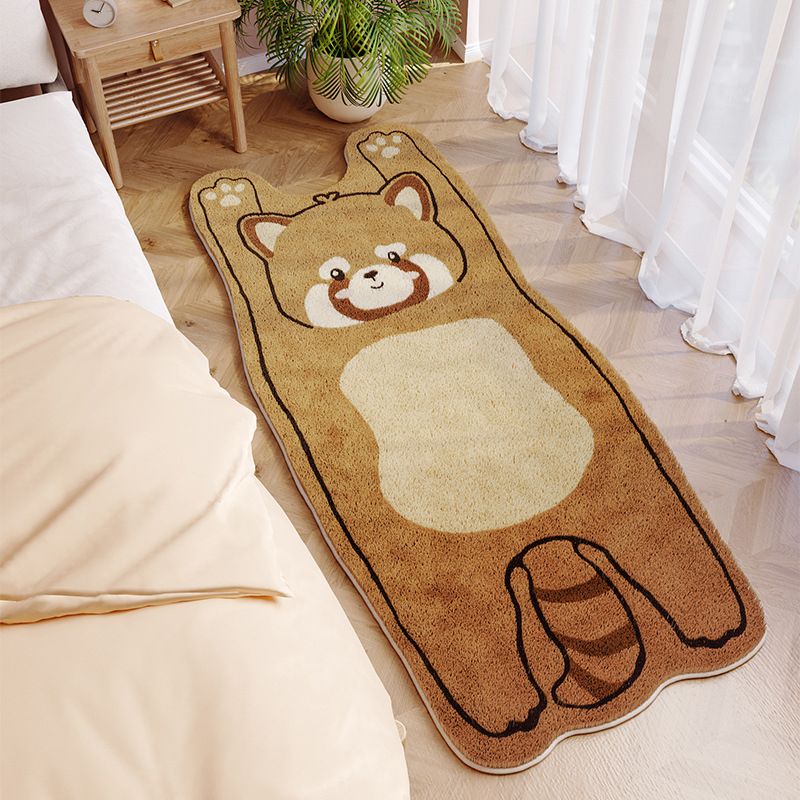 Pink Animal Rug Polyester Simple Rug Stain Resistant Rug for Living Room