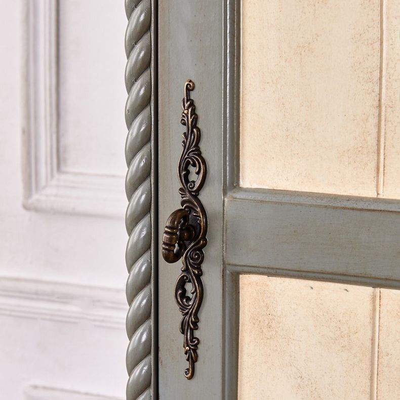 Birch Wood Storage Cabinet for Home Traditional Matte Finish Cabinet with Garment Rod