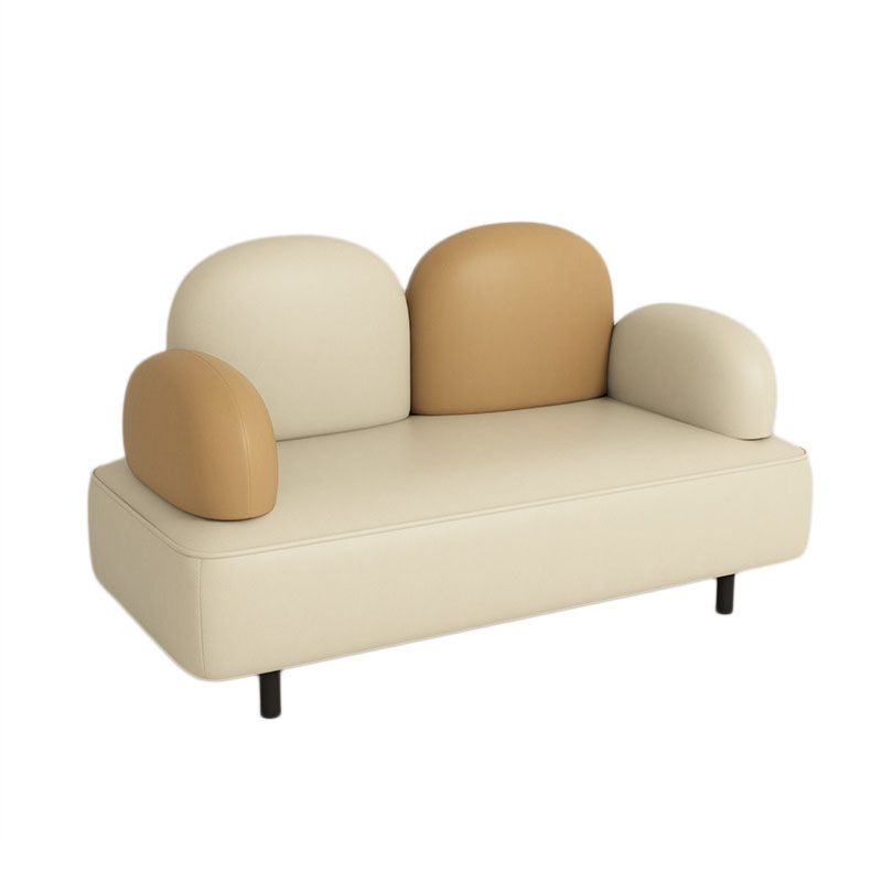 Pillow Top Arm Sofa Modern Faux Leather 31.5 Inch High Loveseat