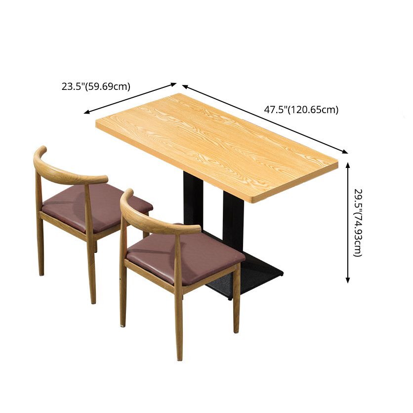 Modern Kitchen Dining Room Set with Wooden Top and Black Base Dining Furniture Set