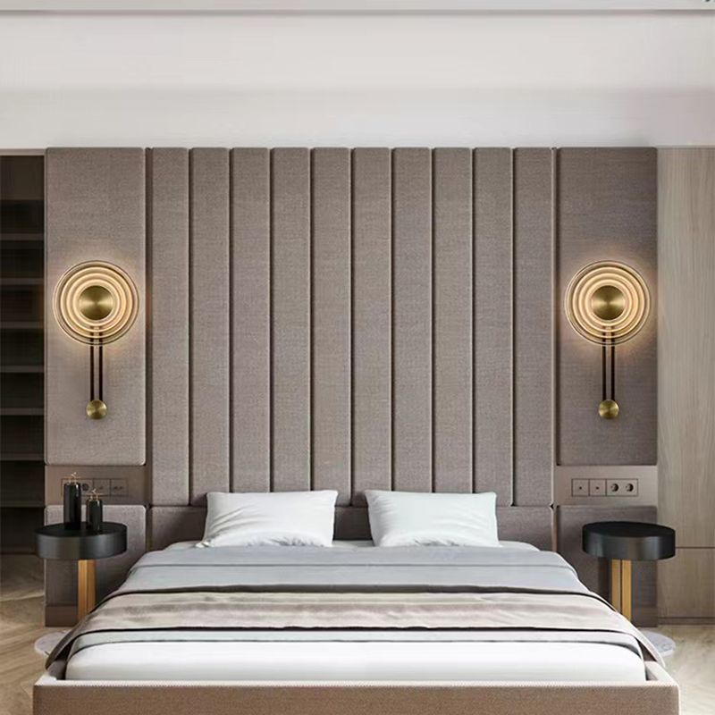 Single Modern Brass Wall Mounted Sconce LED Round Glass Wall Light for Foyer