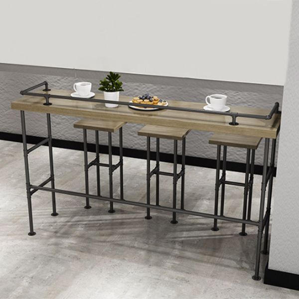 Modern 1/3/4 Pieces Bar Table Set Rectangle Pine Wood Counter Table with High Stools