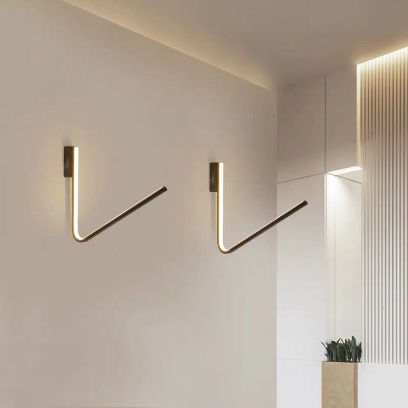 Minimalist V Shaped Wall Lamp Kit Silica Gel Corridor LED Sconce Lighting in Warm/White Light, Black/White
