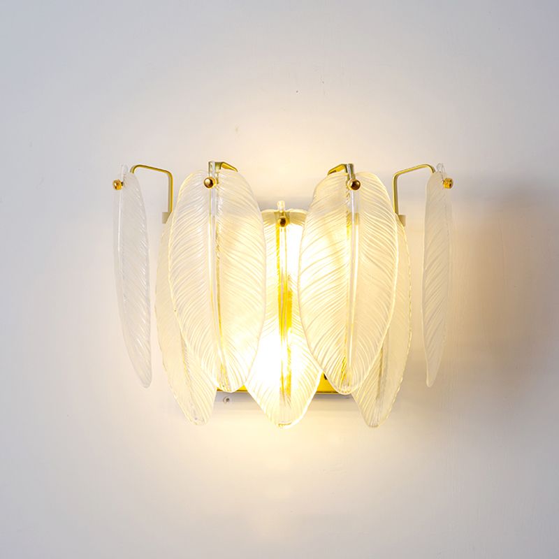 Modern Style Geometric Wall Mounted Lamps Glass 2 Lights Wall Sconces in White