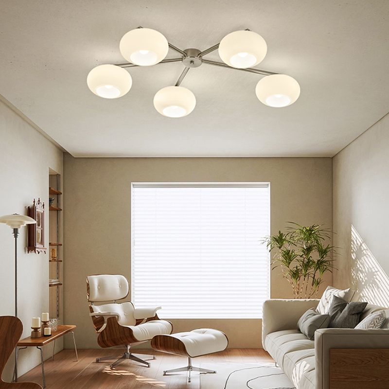 Multi Lights Ceiling Mount Light Modern Style with Glass Shade for Living Room