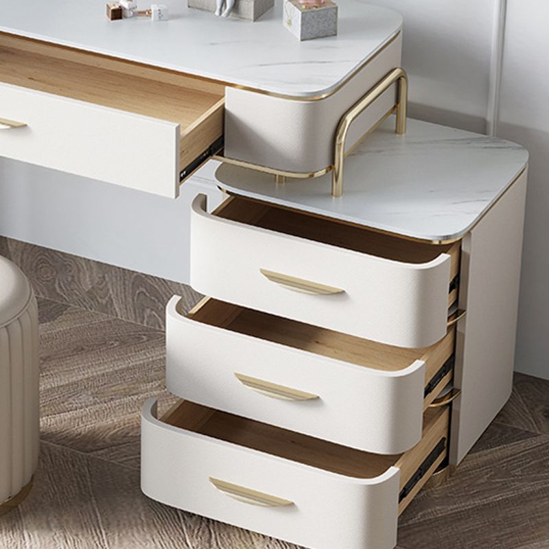 17.71" Wide Make-up Vanity Bright White Wood Vanity Set with 4 Storage Drawers