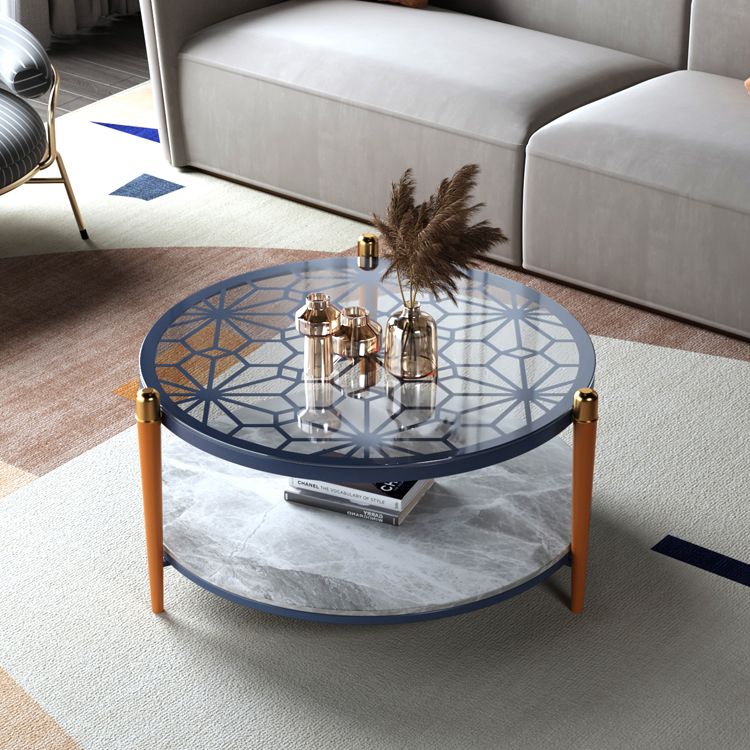 Contemporary Round Coffee Table 3 Legs Cocktail Table for Home
