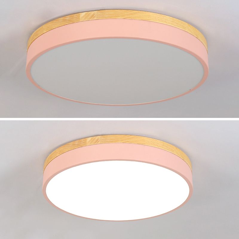 Plafonnier encastré à 1 lumière à abat-jour rond, de style simple et moderne