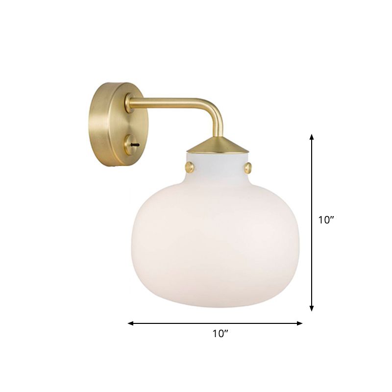 1 bol balkon muurbevestiging licht postmoderne koperen muur sconce met langwerpige melk witte glazen schaduw