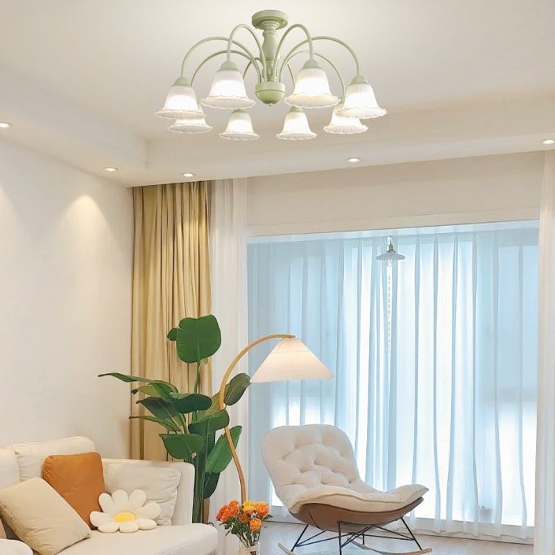 Modern Ceiling Lamp Metal Flush Mount Light Fixture with Glass Shade for Bedroom