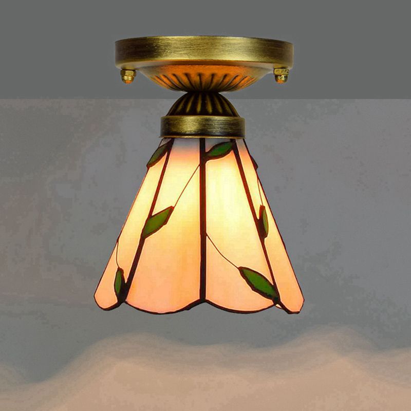 Plafonnier semi-encastré ombré Tiffany à une ampoule en verre teinté