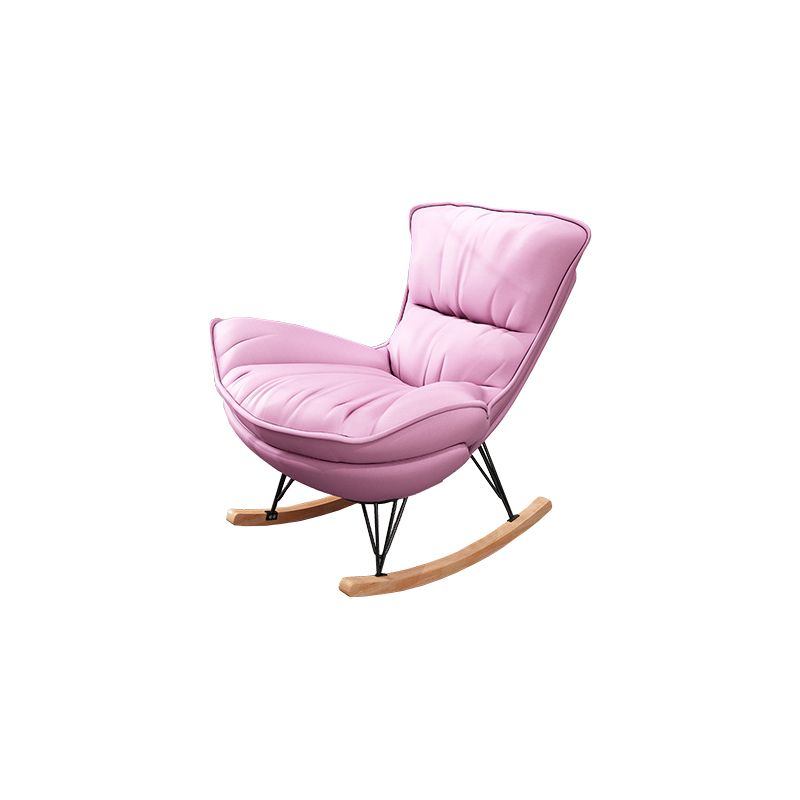 Modern Glider Upholstered Chair Button-Tufted Rocking Accent Chair with Dark Legs