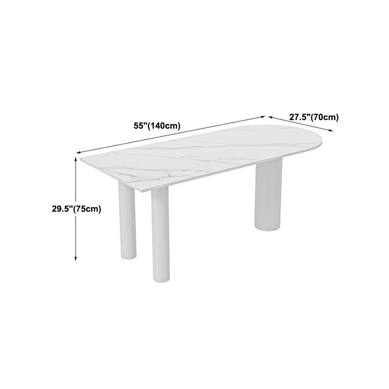 Modern Simple Stone Table for Restaurant Oval Table with White Legs