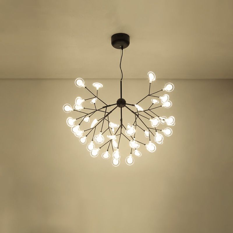 Simplicity Leaf Chandelier Lamp Acrylic Living Room LED Drop Pendant with Branch-Like Wireframe